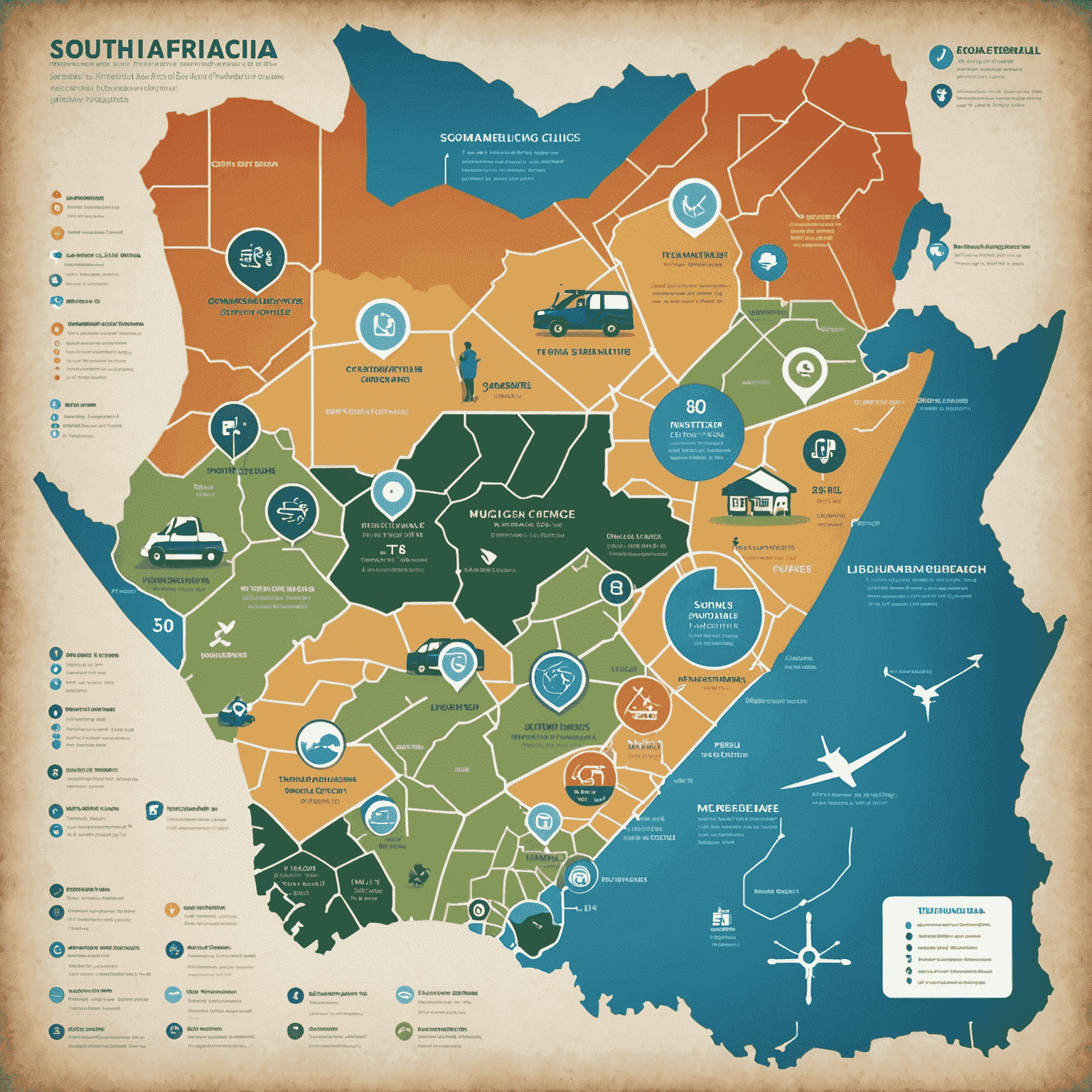 A map of South Africa highlighting the increased coverage of telemedicine services, with icons representing connected rural clinics and urban hospitals.